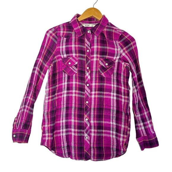 Old Navy Womens Pearl Snap Western Shirt Size Small Pink Plaid Rodeo - Picture 1 of 7